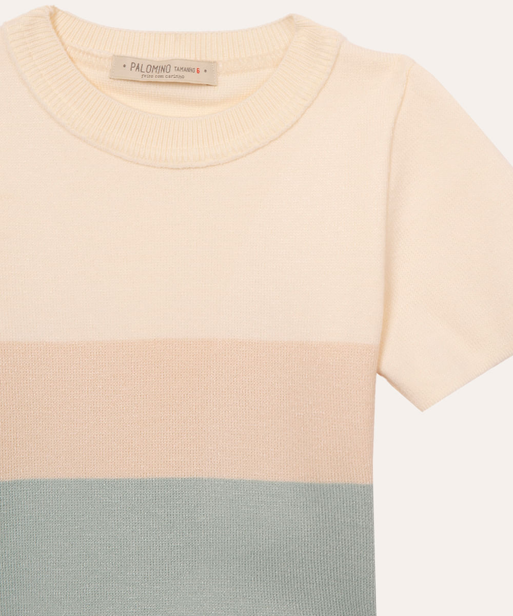 blusa de tricot infantil listrada verde