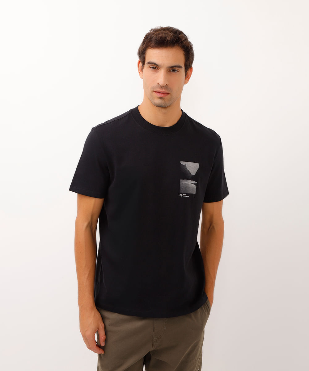 camiseta de algodão any way the wind blows preta