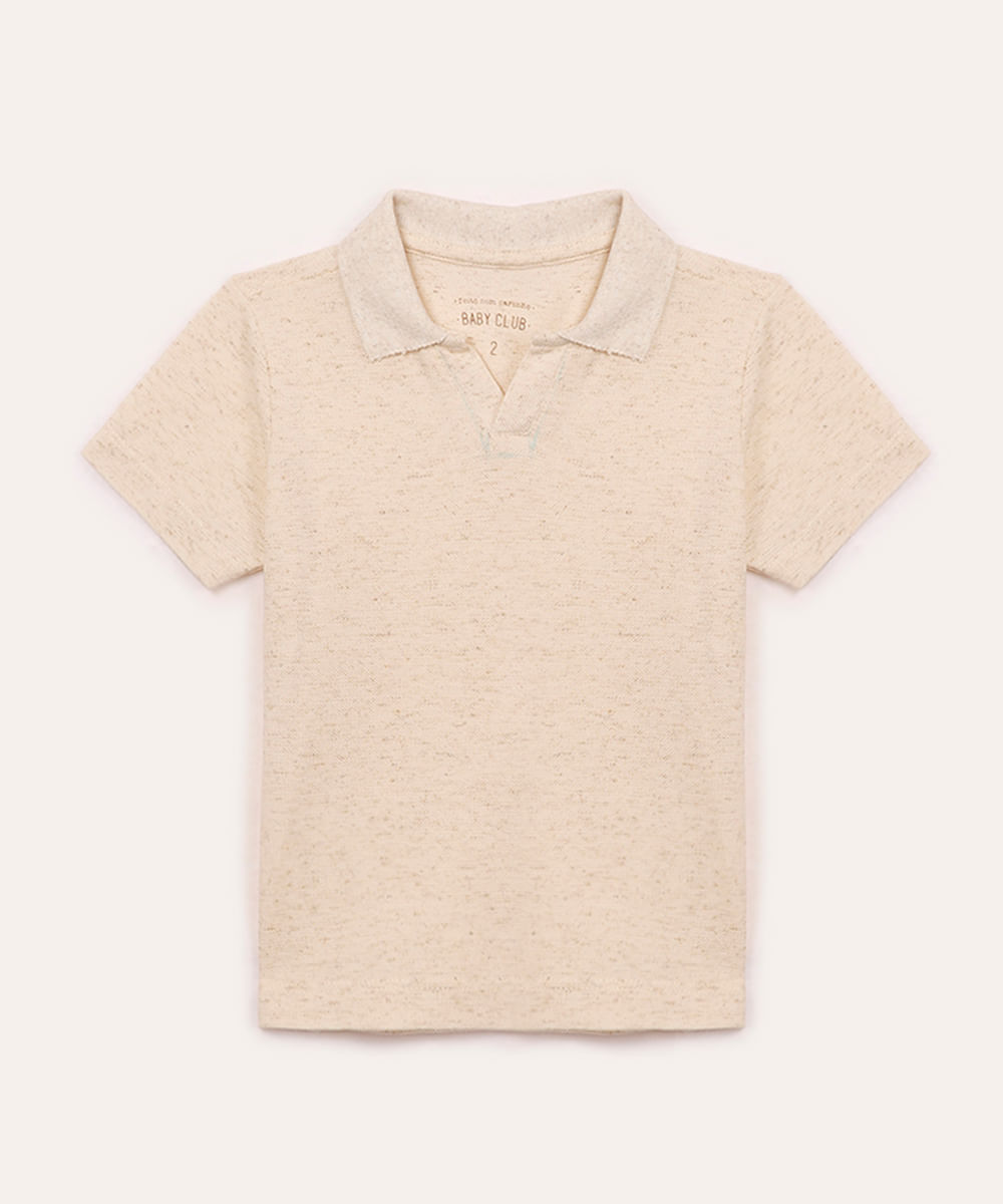 polo de algodão infantil piquet bege