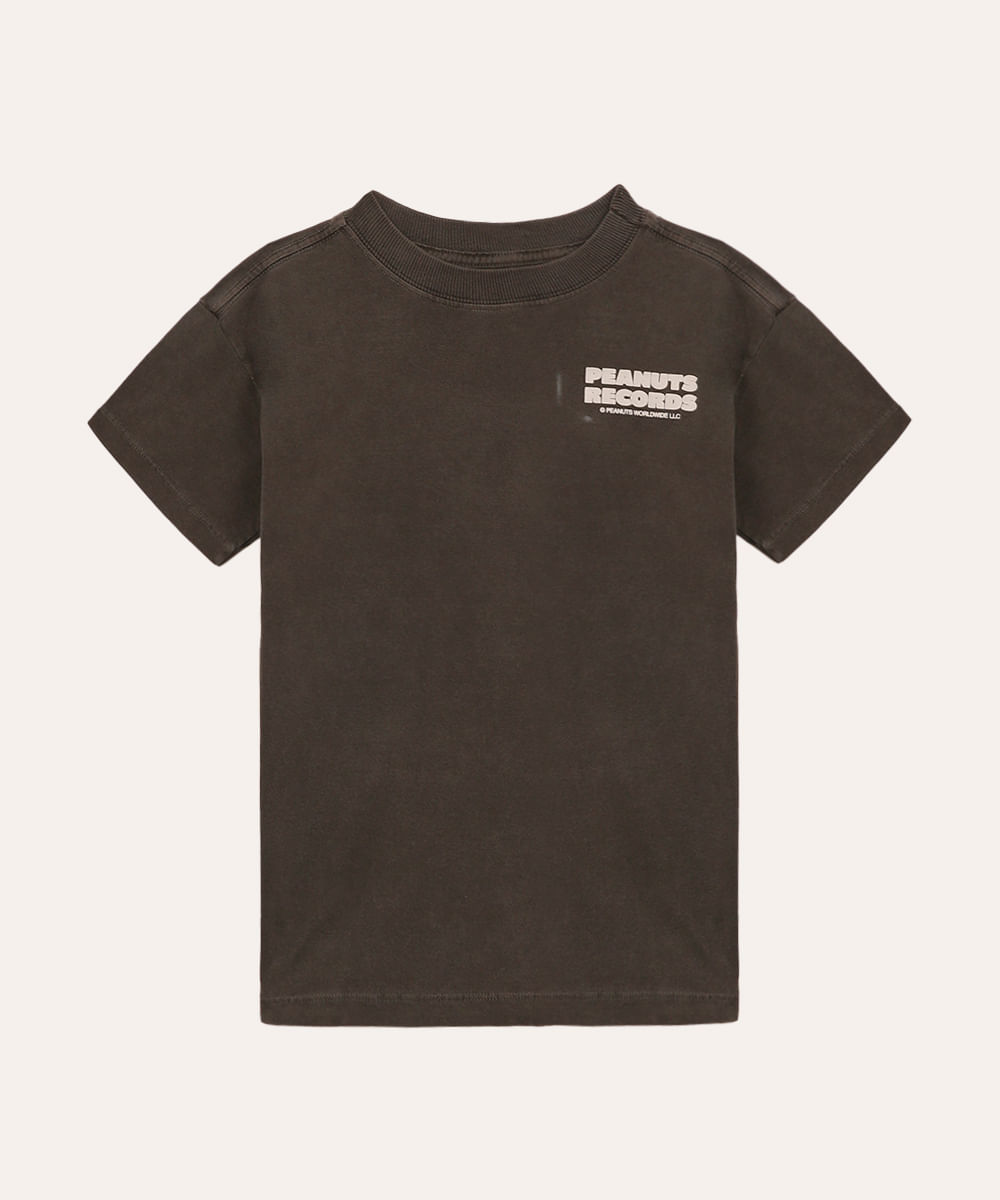 camiseta de algodão infantil snoopy cinza