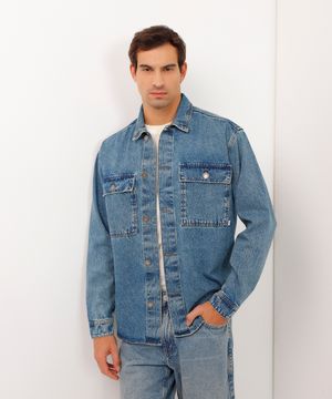 jaqueta oversized jeans bourbon azul