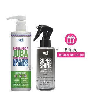 Kit Widi Care Creme de Pentear Ondulando a Juba + Super Shine Silver Iluminador Perfumado 120ml + Brinde Touca de Cetim