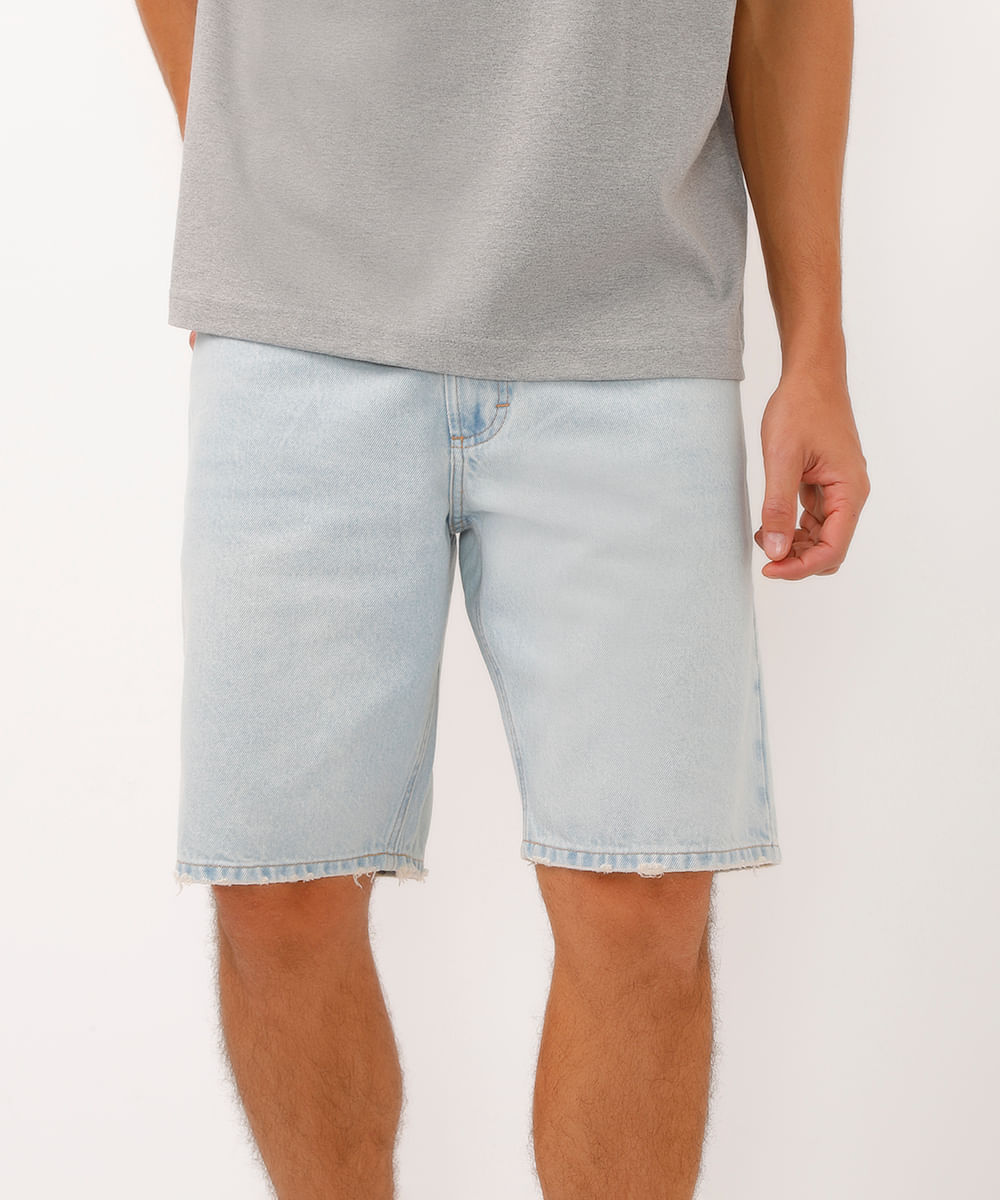 bermuda reta jeans azul