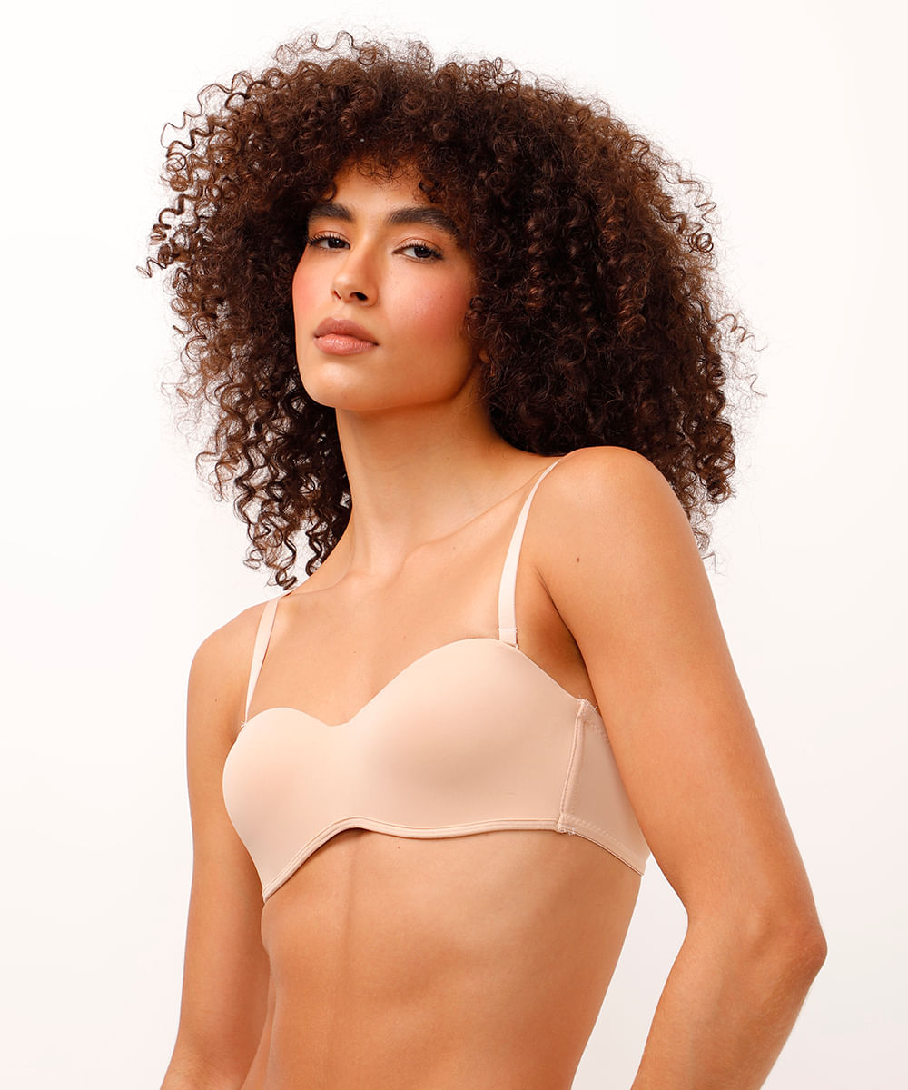 sutiã com bojo alça removível bege