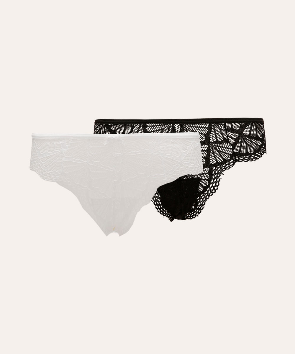 kit de 2 calcinhas fio dental rendada colorido