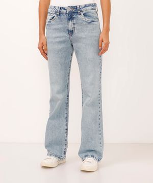 calça bootcut jeans cintura alta azul
