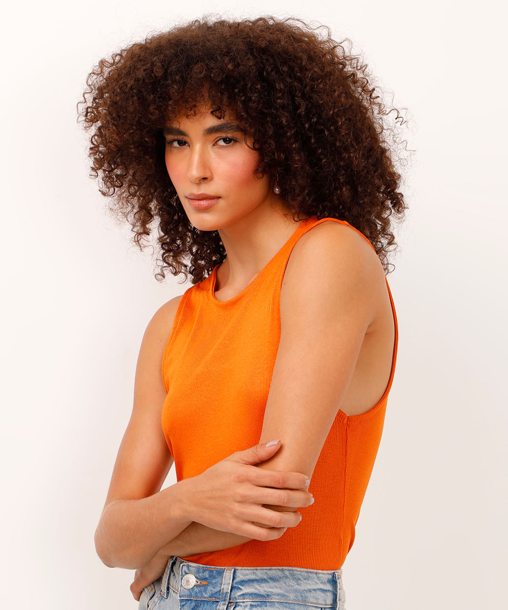 regata de viscose canelada laranja