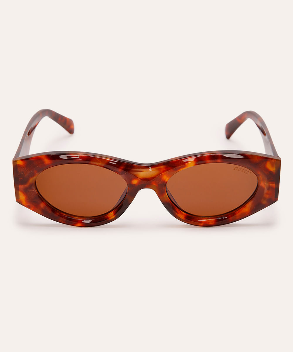 óculos de sol triton oval tartaruga marrom