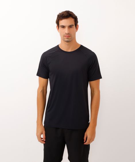 camiseta esportiva slim manga curta preta