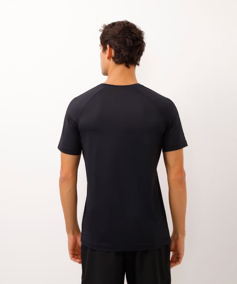 camiseta esportiva slim manga curta preta