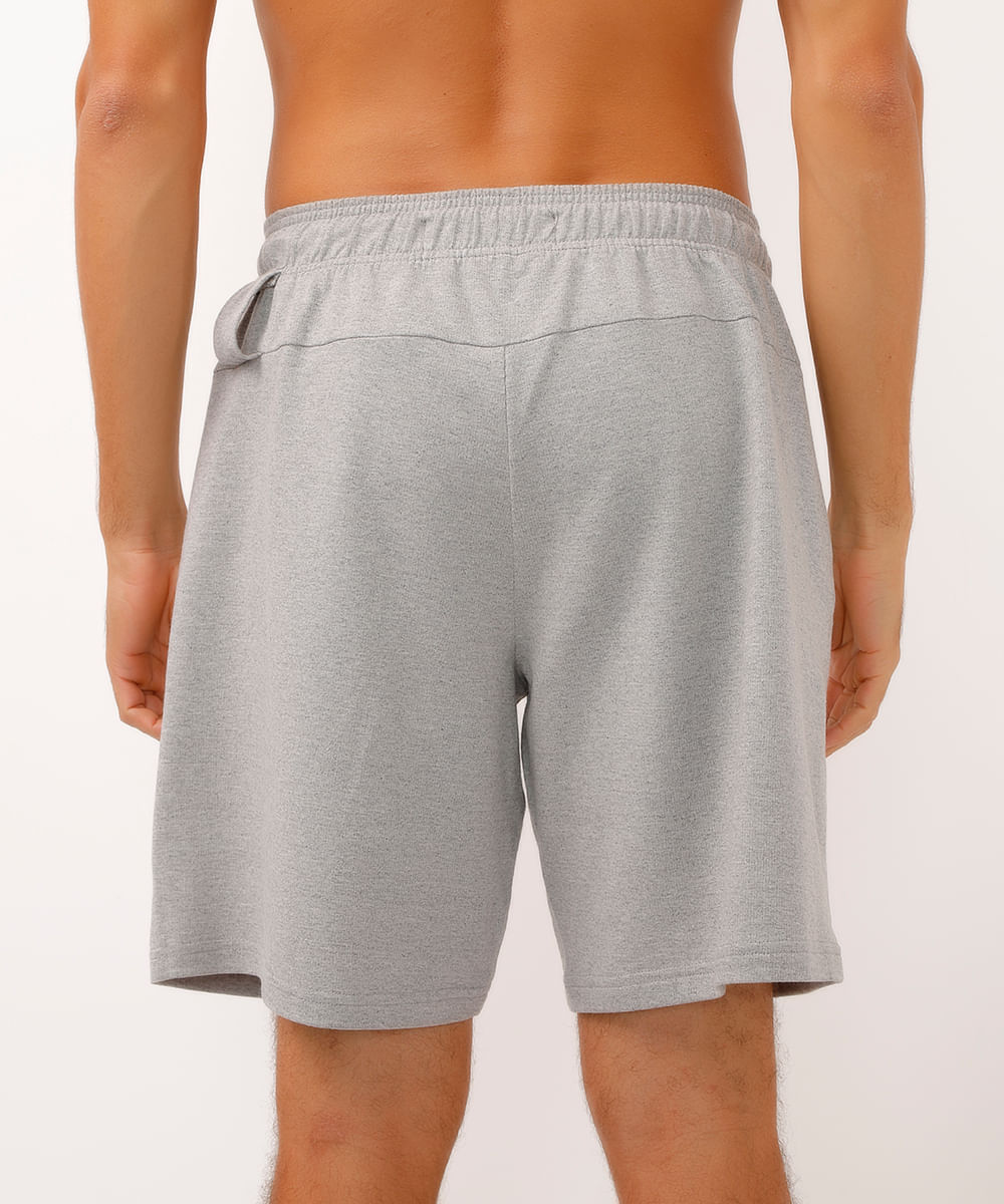 bermuda reta de moletom com bolsos esportiva ace cinza