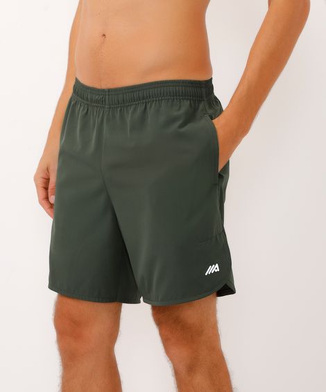 short com bolsos esportivo verde militar
