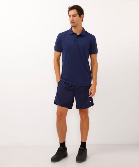 short com bolsos esportivo azul marinho