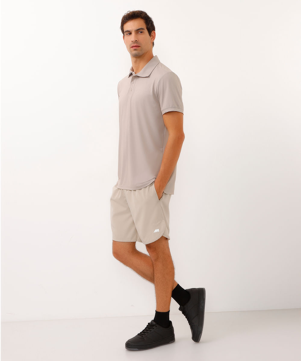 short com bolsos esportivo bege