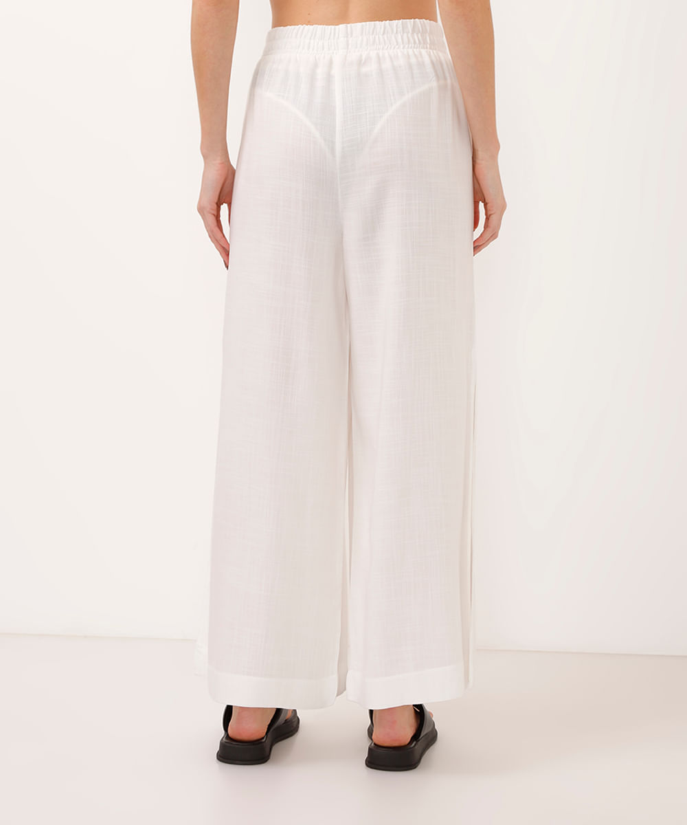 calça pantalona saída de praia com fenda off white
