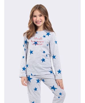 Pijama Manga Longa Infantil Shine like a Star Cinza