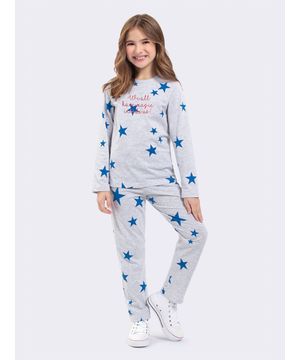 Pijama Manga Longa Infantil Shine like a Star Cinza