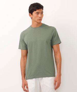 camiseta de algodão básica manga curta verde