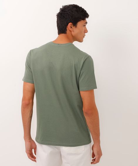 camiseta masculina de algodão básica manga curta verde