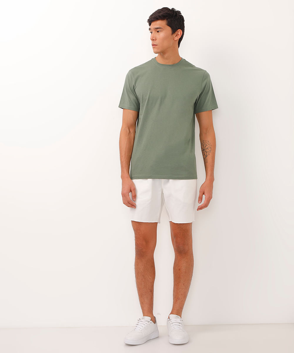 camiseta masculina de algodão básica manga curta verde