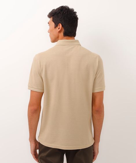 polo de piquet básica comfort manga curta - kaki claro
