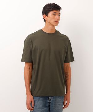 camiseta oversized de algodão peruano verde