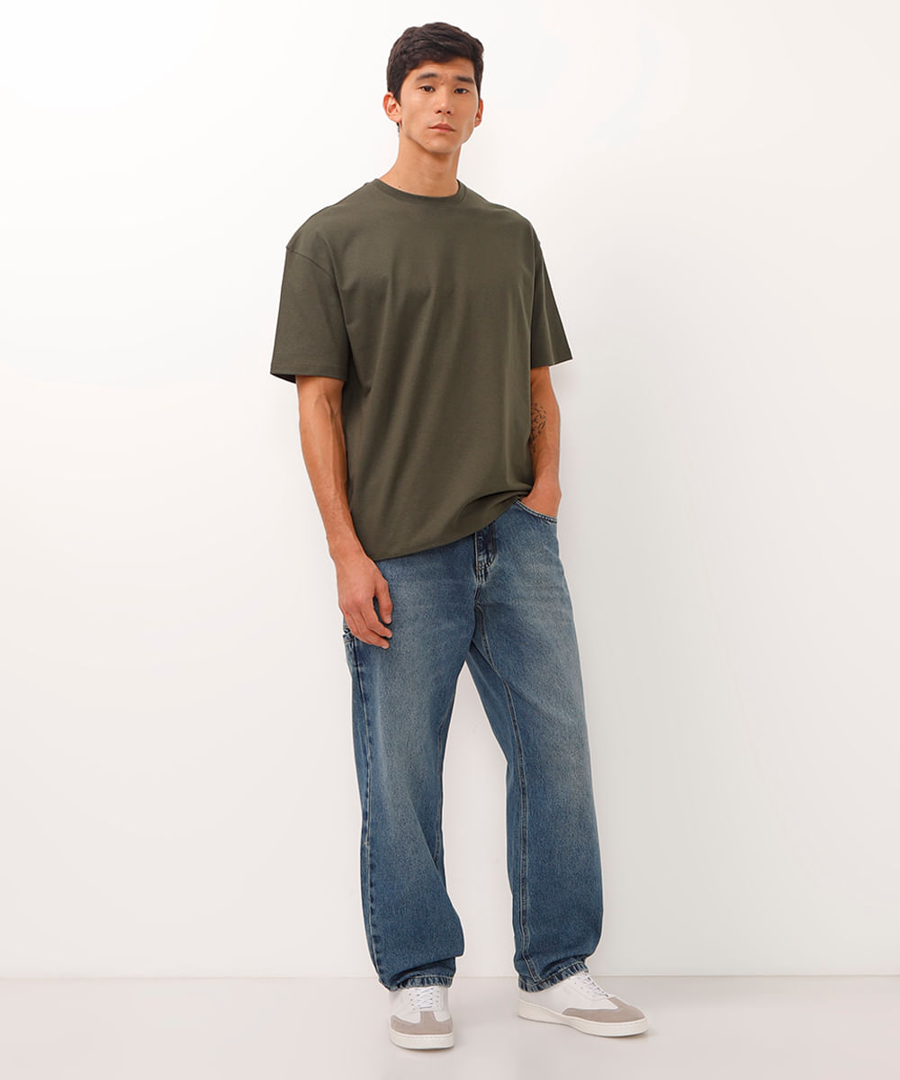 camiseta oversized de algodão peruano verde