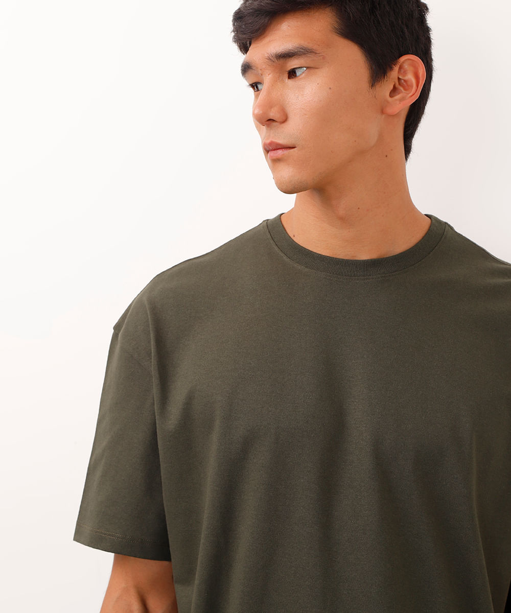 camiseta oversized de algodão peruano verde