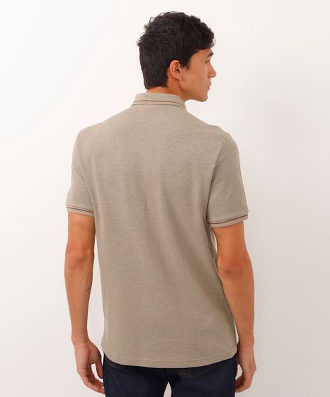 polo básica tradicional piquet bege