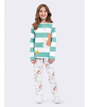 Pijama Manga Longa Infantil Camping Time Branco