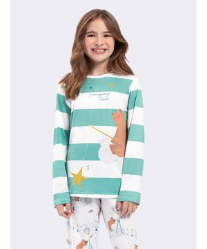 Pijama Manga Longa Infantil Camping Time Branco