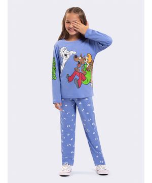 Pijama Manga Longa Infantil Scooby-Doo Mystery Azul