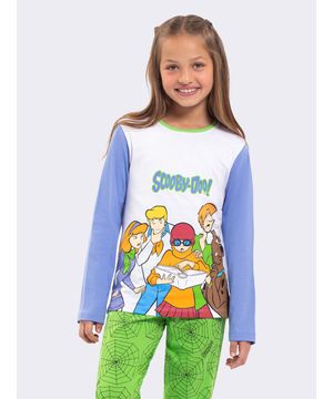 Pijama Manga Longa Infantil Scooby-Doo Spiders Branco