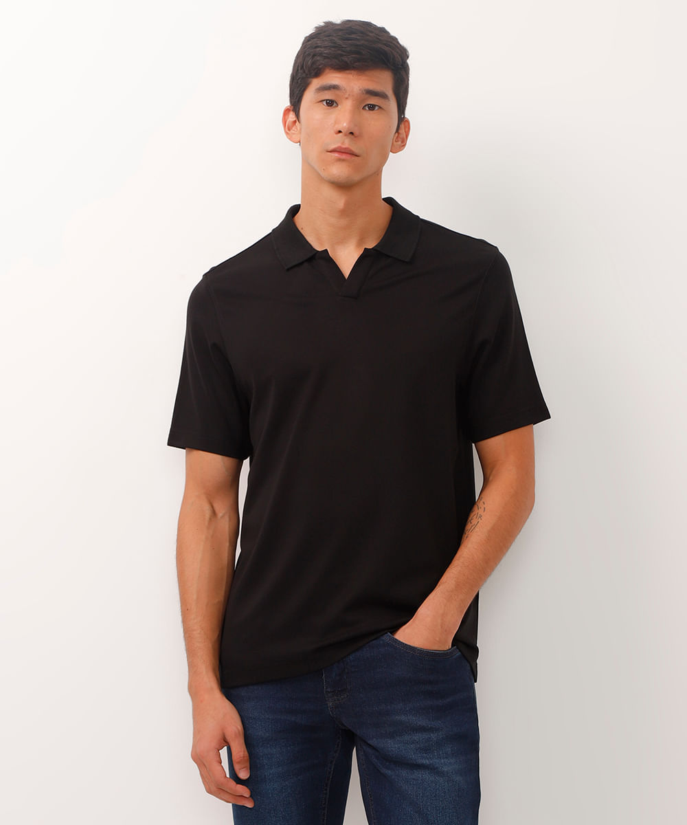 polo comfort de viscose preto