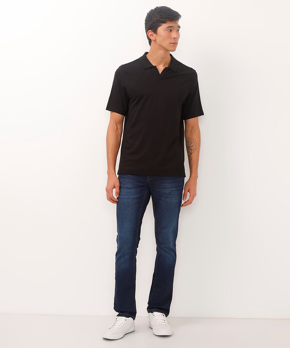 polo comfort de viscose preto