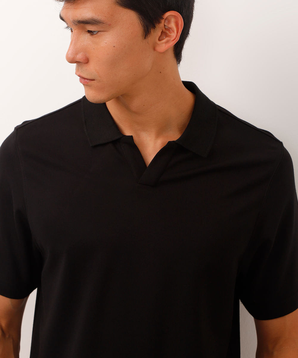 polo comfort de viscose preto