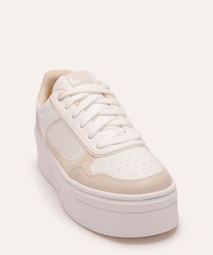 Tenis plataforma com recortes branco