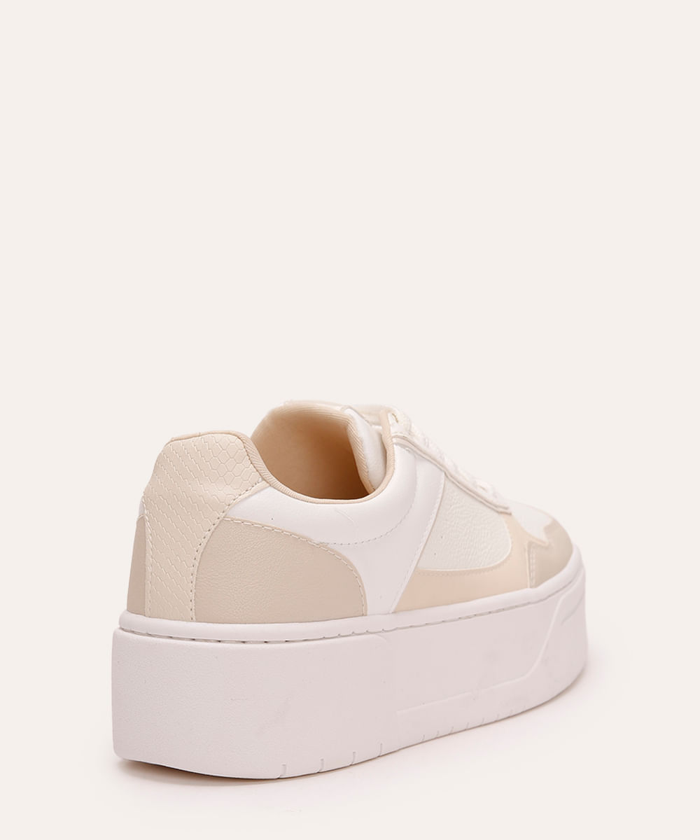 Tenis plataforma com recortes branco