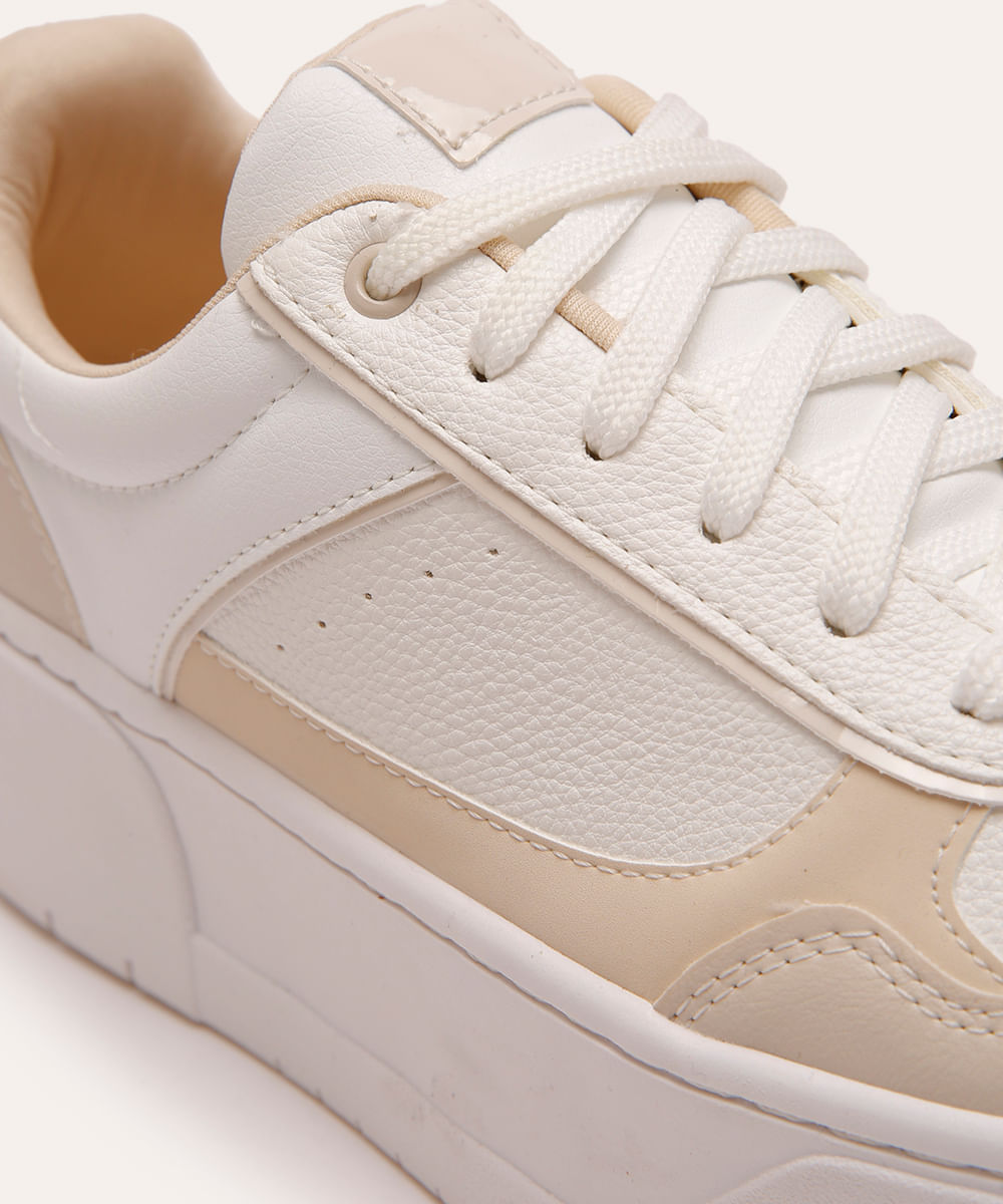 Tenis plataforma com recortes branco