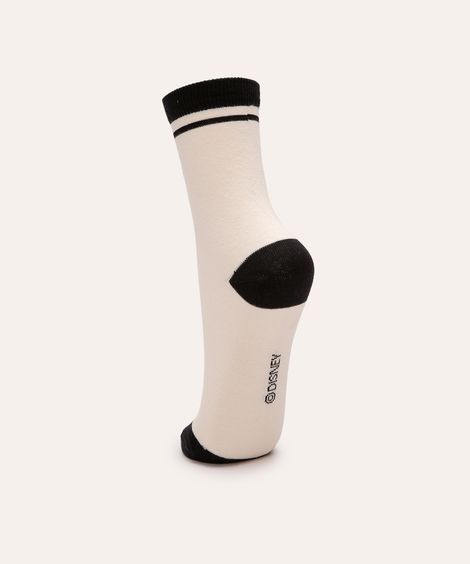 meia cano longo bordada pato donald off white