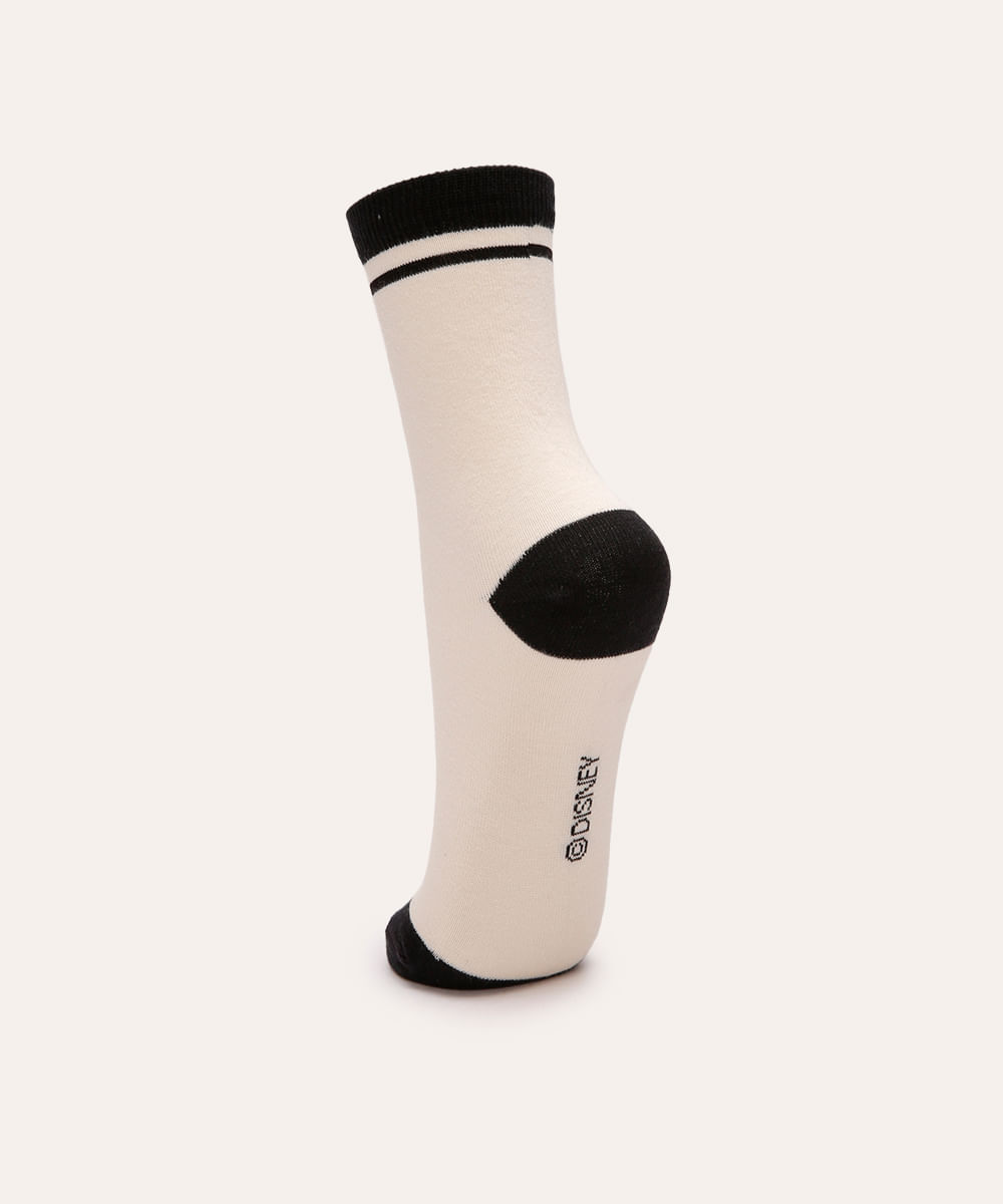 meia cano longo bordada pato donald off white