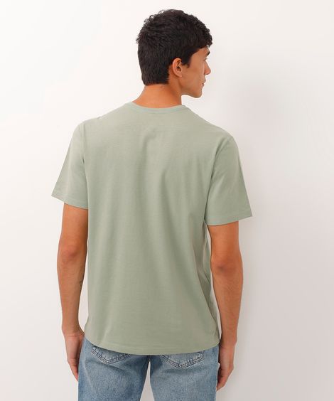 camiseta masculina de algodão básica manga curta verde