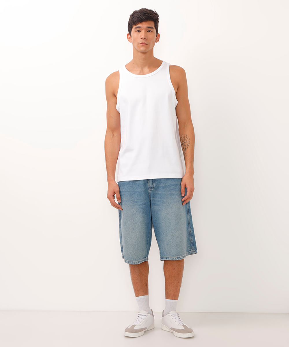 regata de algodão peruano bold branca