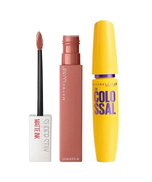 Maybelline Kit - Batom Líquido Longa Duração + Máscara de Cílios