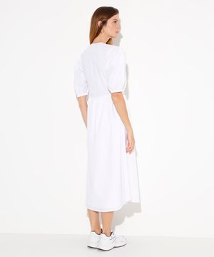 vestido midi de algodão com laços mindset branco