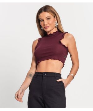 Regata Feminina Cropped Ribana Sublime Kohmar Vermelho