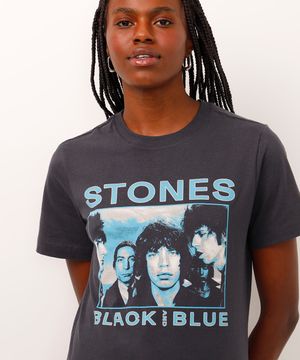 camiseta de algodão manga curta the rolling stones cinza