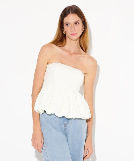 blusa balonê sem alça mindset off white