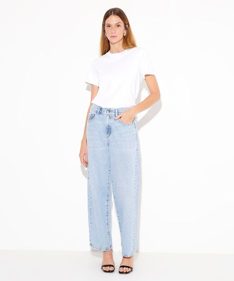 calça jeans baggy cintura alta mindset azul claro