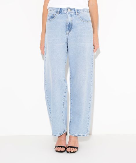 calça jeans baggy cintura alta mindset azul claro